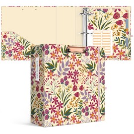 Ospelelf 3 Ring Binder for Letter Size Paper with 5 Tab Dividers, 3 Inch Ring, 4.4 Inch Spine, Floral Binder with Clip for School and Office Supplies