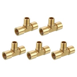 uxcell Brass Tee Pipe Fitting, 1/8" x 1/8" x 1/8" NPT 3 Way T-Connector Fitting Coupler Adapter for Gas Transport Connect Pipelines, 5pcs