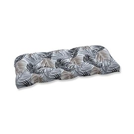 Pillow Perfect Outdoor/Indoor Tufted Loveseat Cushion, 19" x 44", Black Setra Stone