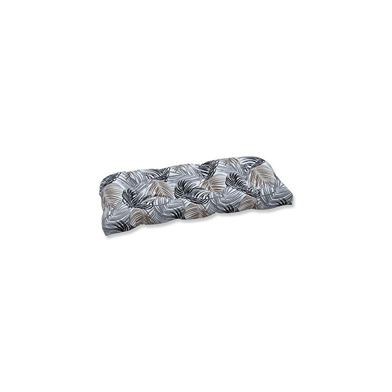 Pillow Perfect Outdoor/Indoor Tufted Loveseat Cushion, 19" x 44", Black