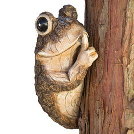 Bits and Pieces – Keep Quiet Frog Tree Peeker - Yard Decorations - Adorable Tree Sculpture - Garden Decoration - Garden Peeker Tree-Hugger Yard Art