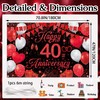 40th Wedding Anniversary Banner Backdrop - Black Red Happy 40th