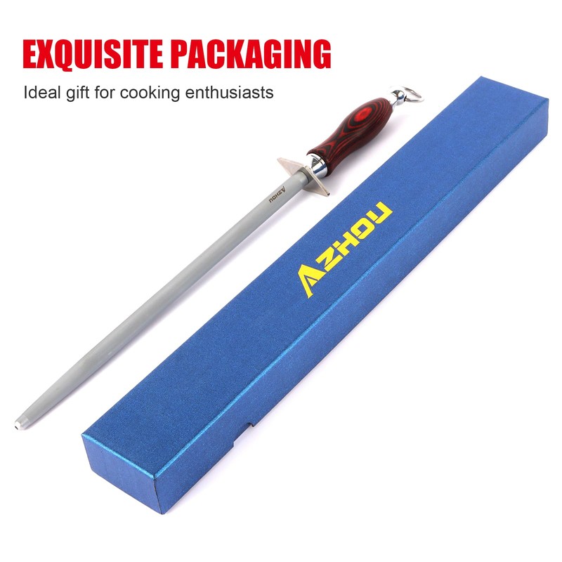 Azhou 12" Professional Knife Sharpener Steel Rod - T12 Carbon