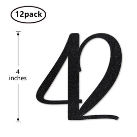 Black Glitter 42nd Birthday Centerpiece Sticks, 12-Pack Number 42 Table Topper Anniversary Party Decorations