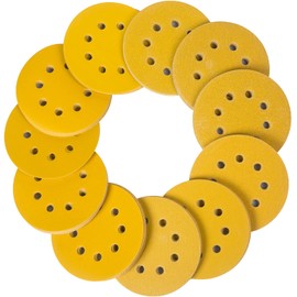Stebraum Sandpaper 125 mm Velcro 8 Hole Sanding Discs, 110 Pieces Set for Round Orbital Sanders, 10 x P60 P80 P100 P120 P150 P180 P240 P320 P400 P600 P800; Mix grain for wood, metal and colour