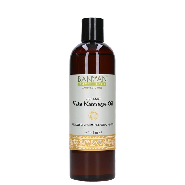 Banyan Botanicals Vata Massage Oil – Organic Massage Oil with Ashwagandha, Shatavari & Passionflower ­­– Relaxing Herbal Oil for Warmth, Calm & Deep Moisture – 12oz. – Non GMO Sustainably Sourced Vegan