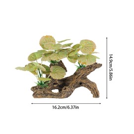 BEGONDIS Resin Driftwood Aquarium Decor with Artificial Plants, Betta Fish Hideout and Shelter, Natural Wood Trunk Ornament for Small Fish Tanks and Terrariums (Style-4)