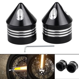 Unbranded Black Cut Front Axle Nut Cover Cap For Harley Street Road Glide FLTR Dyna FXDL