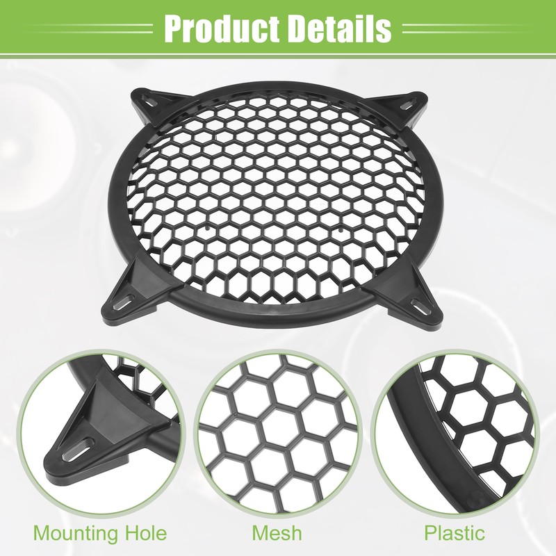 Motoforti 6" Auto-Lautsprechergrills Abdeckungsgitter mit Schrauben ABS Schwarz - 4