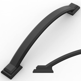 Amerdeco 10 Pack Matte Black Cabinet Pulls 7 Inch(177mm) Hole Centers, Handles for Kitchen Cabinet Hardware, Arch Cabinet Handles for Bathroom Dresser Drawer Handles ZH0016…