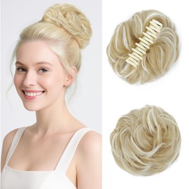 Purplelf Messy Bun Hair Piece, Claw Clip Bun Hair Pieces for women, Curly Fake Buns Tousled Updo Hairs Extensions for Daily Wear and Special Occasions (22H613#, 1 Count)