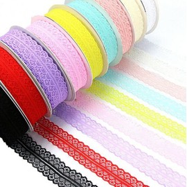 50 Yards Gems Patterned Lace Ribbon Roll Floral Lace Trim Webbing Fabric Embelishment 1 1/8 inch Width for Jewelry Making DIY Craft Gift Wrapping Wedding Party Favours (Pink)