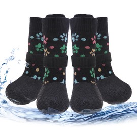 PUPTECK Anti Slip Dogs Shoes for Hot/Cold Pavement, Senior Booties, Rubber Boots & Paw Protectors for Small Medium Large Size Dogs to Prevent Licking, Grippy Socks for Hardwood Floors, Paw, XL