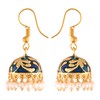 I Jewels 18K Gold Plated Traditional Handcrafted Meena Work Jhumka