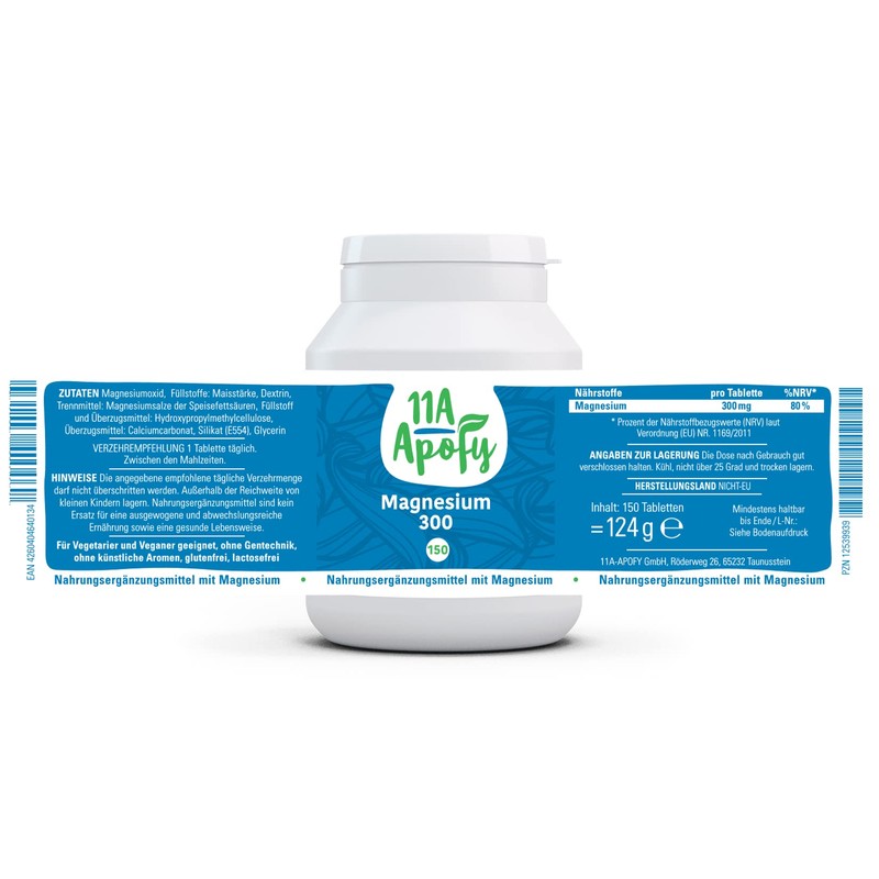 11A-Apofy Magnesium 300, 300 mg pure magnesium per tablet, 150
