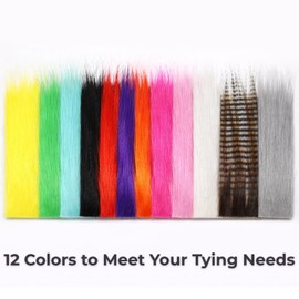 BRAIRIA Fly Tying Materials - 12 Packs Multi-Color Synthetic Long Fiber Furabou Craft Fur for Streamers