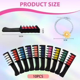 Landrain Set of 10 Hair Chalks for Dark Hair with 5 Hair Ropes, Hair Chalk Comb for Girls Set, Temporary Washable