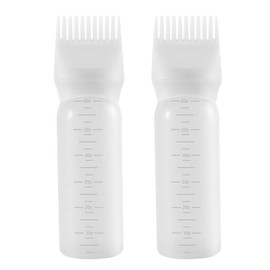 Pimoys Pimoys Root Comb Applicator Bottle 6 Ounce, 2 Pack Hair Oil Applicator, Applicator Bottle for Hair Dye Applicator Bottle with Graduated Scale, White