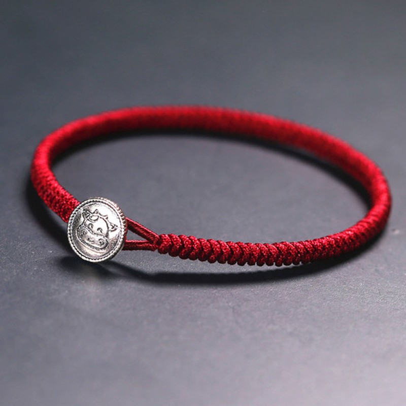 Ox Zodiac Bracelet Red Rope S925 Silver Ornament Woven Bracelet