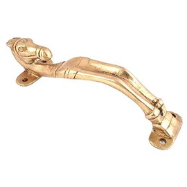 Purpledip Brass Handle: Horse Shape Vintage Design Grip for Doors, Windows Or Closets (11022)