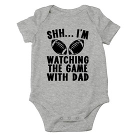 CBTwear Shh I'm Watching the Game With Daddy - Baby Clothes - Funny Newborn Bodysuit Outfits for Boys and Girls (6 Months, Heather Grey)
