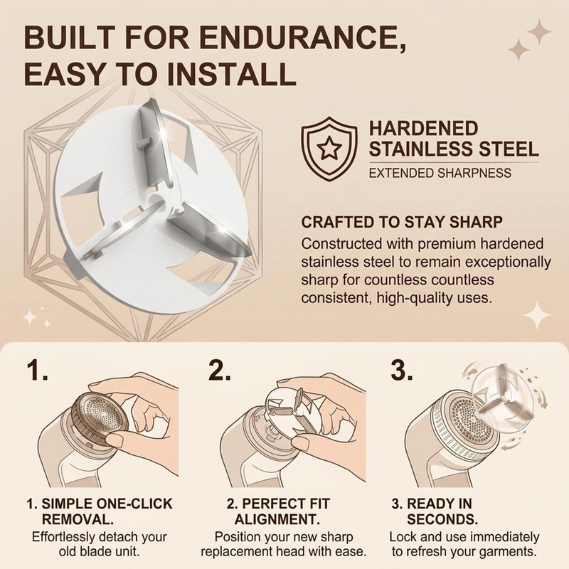 (ONLY For 3-Leaf)Compatible with Beautural Fabric Shaver Replacement Blades
