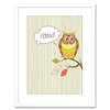 PAINTING ILLUSTRATION CARTOON OWL HOOT LEAVES BRANCH CUTE Framed Print