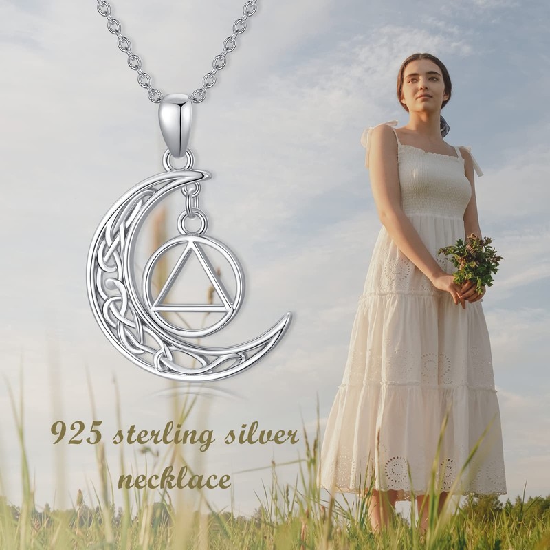 HARMONY BOLA Sobriety Gift 925 Sterling Silver Necklace with Alcoholics