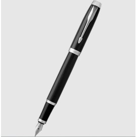 Parker IM Black Lacquer Chrome Trim  Fountain Pen Fine Point New In Box 1975590