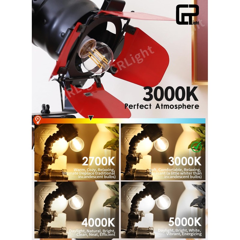 CRLight 6W Dimmable Edison E26 LED Globe Bulb G16.5 2700K,