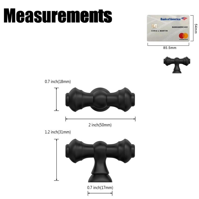 Coinkoly 10 Pack Matte Black Cabinet Knobs Single Hole T