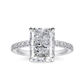 3.5ct Radiant Cut Engagement Ring,Simulated Diamond White Sapphire Promise Ring for Women in 925 Sterling Silver(Size:5)