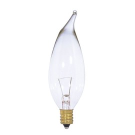 Satco S3866 12V Turn Tip Candelabra Base 7-Watt 7CA10/12V Light Bulb, Clear