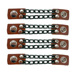 Funk Plus Brown Tan Motorcycle Vest Extenders Double Black Chain Regular Snap MC Jacket Made in USA (TAN, 6")