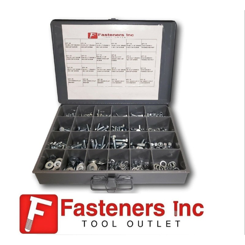FASTENERS INC Grade 5 Hex Bolts, Nuts & Washers Assortment