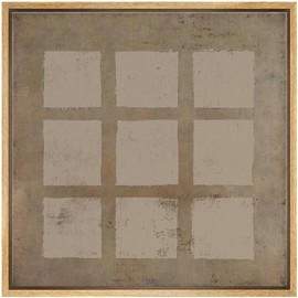 SIGNWIN Framed Canvas Print Wall Art Geometric Mid-Century Grunge Square Pattern Abstract Shape Illustrations Modern Art Decorative Relax Nordic for Living Room, Bedroom, Office - 16"x16" Natural