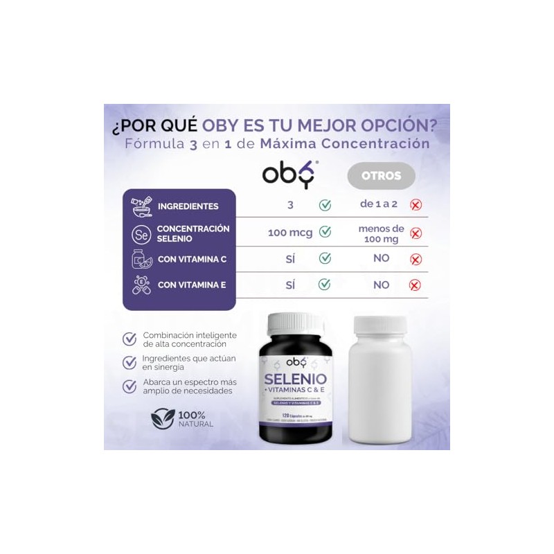 OBY Selenio enriquecido con Vitamina C y Vitamina E |