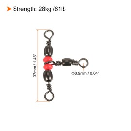 PATIKIL 3 Way Swivel, 20Pcs 61lb Stainless Steel Cross Line T-Turn Triple Barrel Terminal Tackle for Saltwater Freshwater Fishing, Black