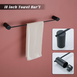Bathroom Hardware Set Black Robe Hook Towel Rail Bar Rack Bar Shelf Tissue Paper Holder Toothbrush Holder Bathroom Accessories,SW96068S-4MB.