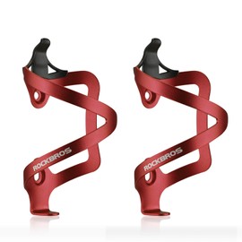 RockBros Bottle Cage, Bicycle, Road Bike, Aluminum Alloy, Bottle Holder, Ultra Lightweight, Cycle, Assembly Tool, Available in 5 Colors (Red Set of 2)