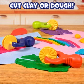 READY 2 LEARN Chunky Dough Strip Cutters - 3 Patterns - Plastic Dough Cutters for Kids - Toddler Art Supplies - Clay Tools for Kids