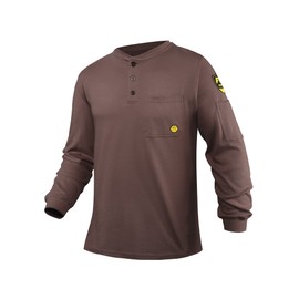 PTAHDUS FR Welding Shirts for Men Lightweight, 5.5oz Flame Resistant Shirts Long Sleeve CAT2/HRC2 100% Cotton for Summer(Retro Red Heather,Small)