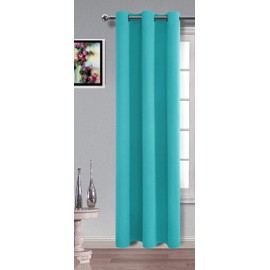 MDS - Paquete de 1 cortinas opacas para sala de estar y recámara, aislamiento térmico, con ojales, cortinas para oscurecer la habitación (verde azulado, 42 x 90)