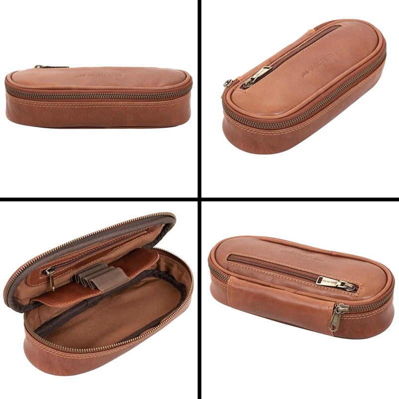 Marc Peter® Vintage Leather Pencil Case with YKK Zip, Pencil