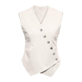 Cicy Bell Womens Waistcoat Vest Sleeveless Blazers V Neck Button Up Asymmetrical Hem Work Office Suit Vests