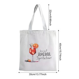 Marjoramy Aperol Spritz Bag,40 * 35 cm,Bin Auf Aperol Spritztour Fabric Tote,White Aperol Spirtz Tote,Reusable Grocery Cloth Carrier,Beach Handbag,Aperol Gift,Cocktail Party Gifts for Friends