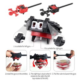 COCOFOX 2 Pack Burst Tops Launchers, (Only Compatible with Burst), Right/Left-Spin Launcher, Bey Battling Blade Launcher, Gyro Accessories(Black+Red)