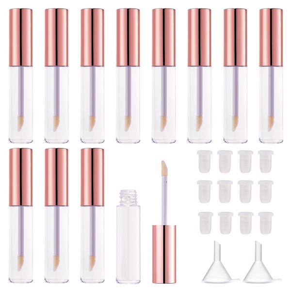 CAIYA 12Pcs Empty Lip Gloss Tubes Containers with Rubber Stopper,