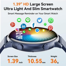 Hwagol Smartwatch (Answer/Calling), 1.3 Inch Fitness Tracker, Smartwatch Heart Rate/Sleep Monitor/Pedometer/Calories, 140+ Sports Modes, Waterproof Women Men Fitness Watch for Android iOS