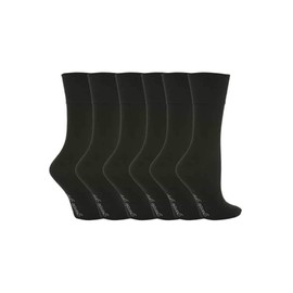 Gentle Grip - 6 Pack Womens Non Elastic Loose Top Patterned Cotton Rich Socks (4-8 uk, GG67 Black)